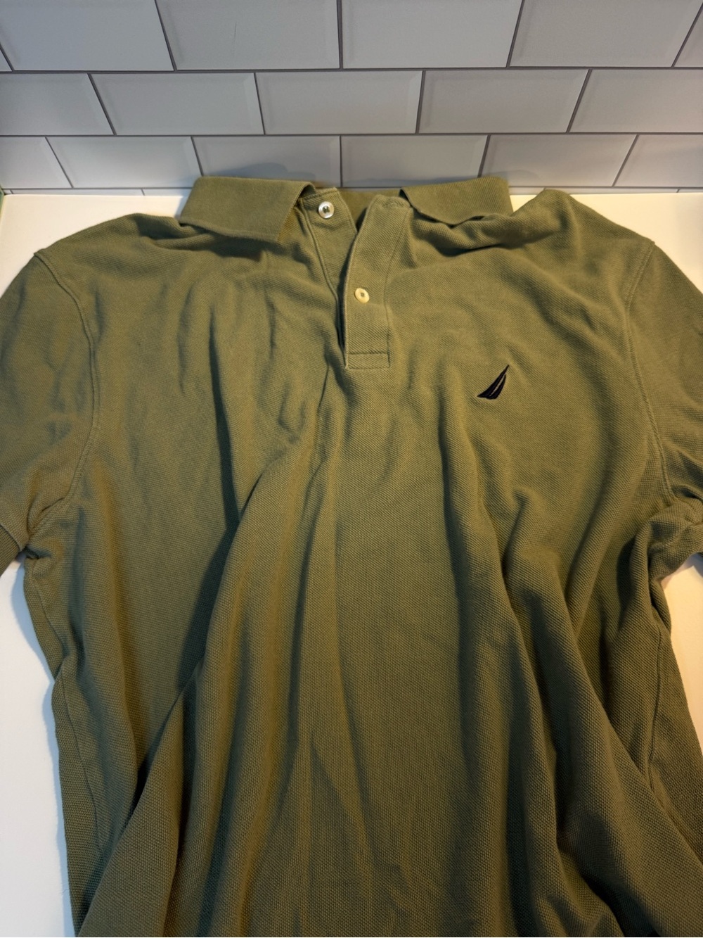 Nautica Men's Olive Polo with Embroidered Sail Logo
